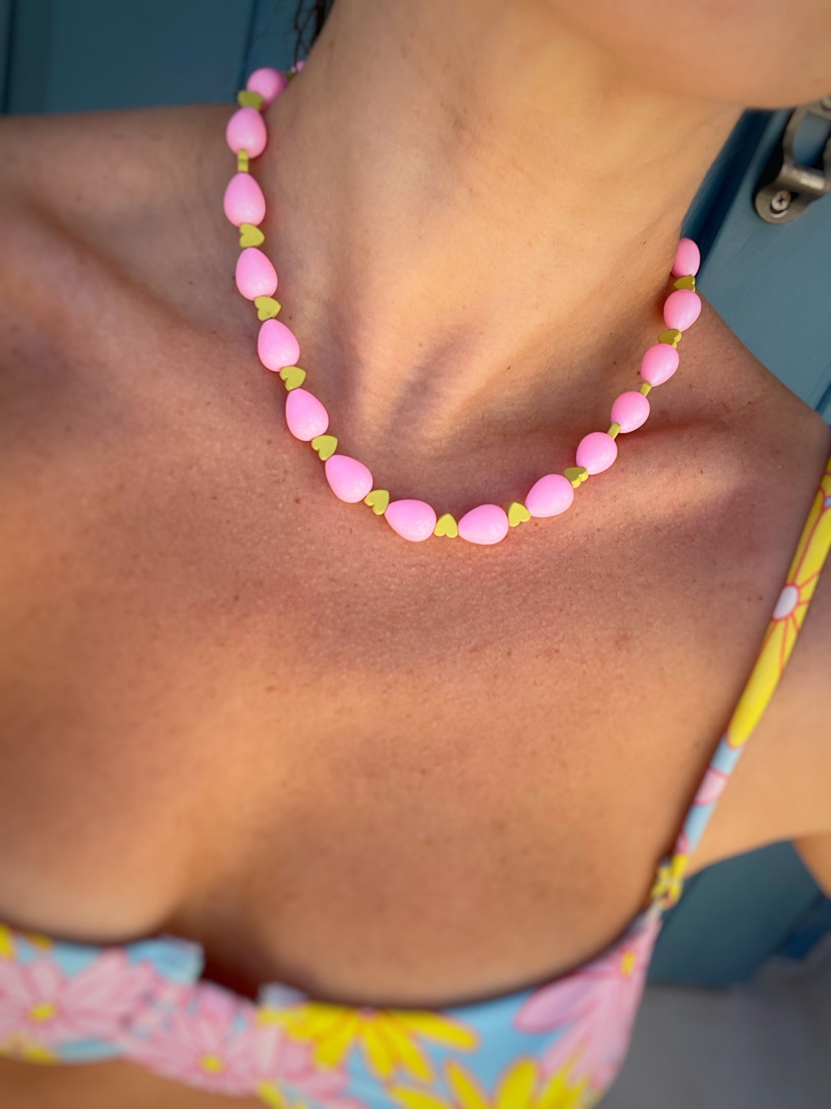 Pink & Green Hearts Necklace