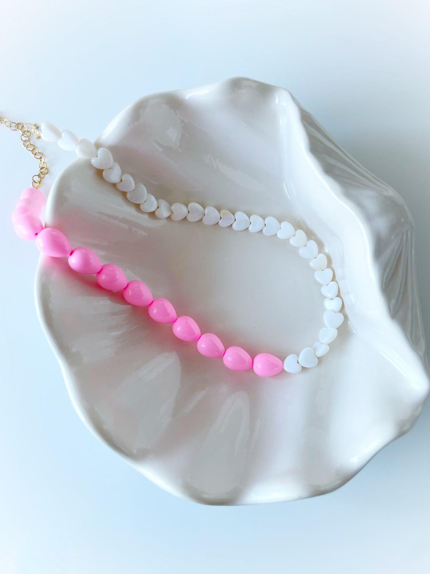 Pink & White Hearts Necklace