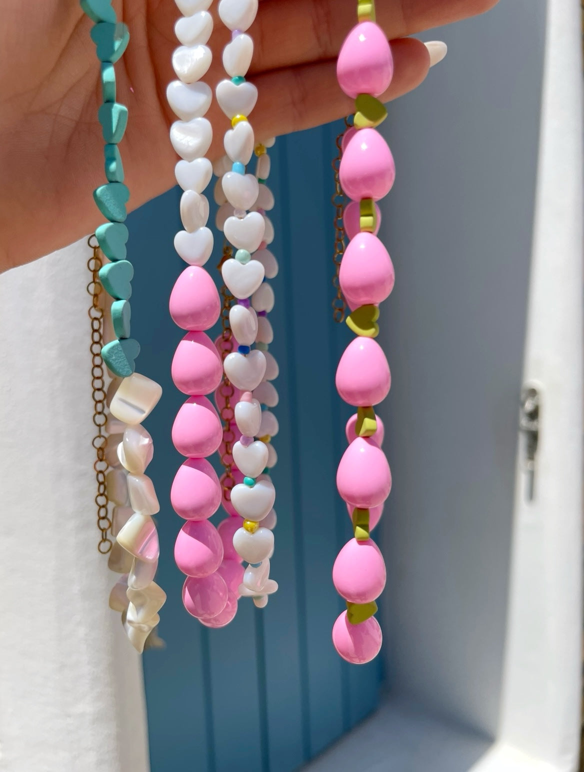 Pink & White Hearts Necklace