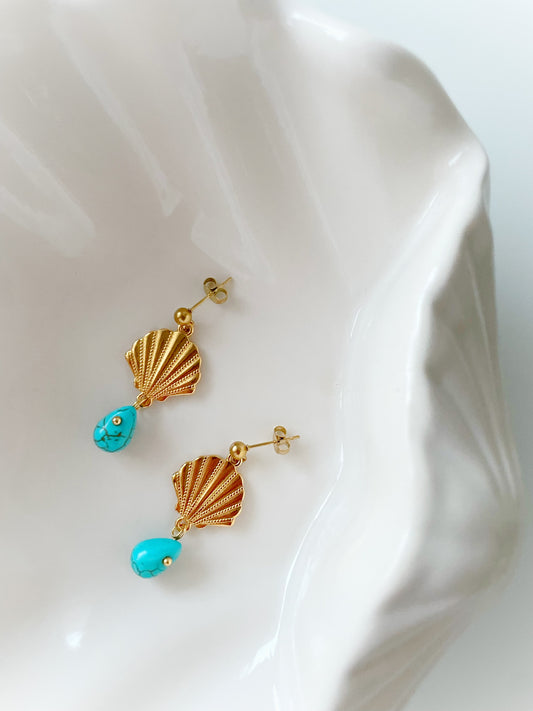 Βlue Shell Earrings