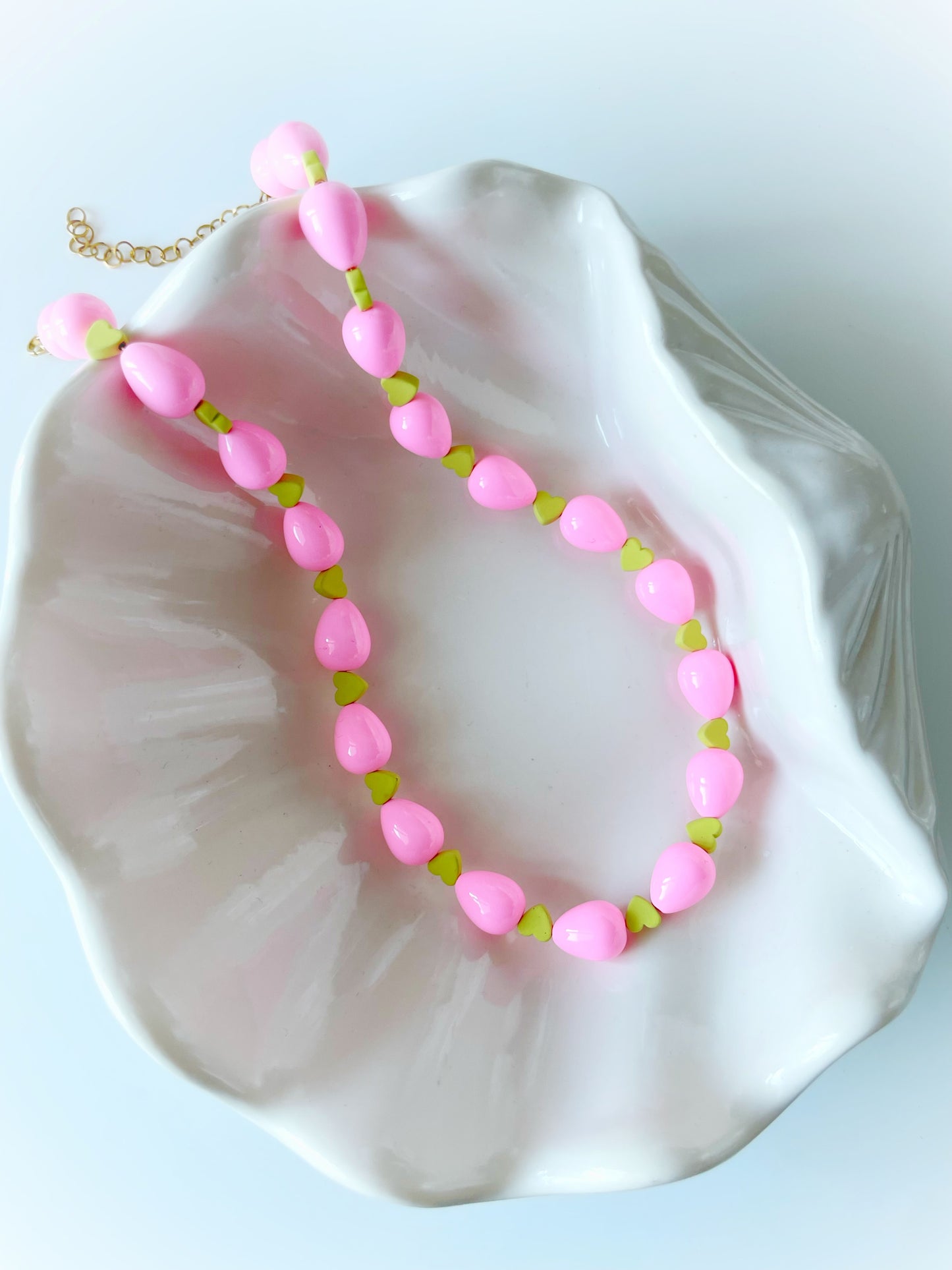 Pink & Green Hearts Necklace