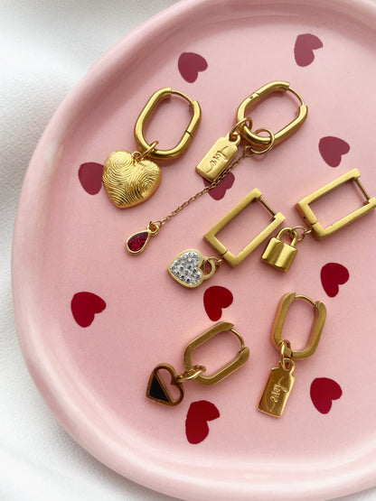 Charm Heart Hoops
