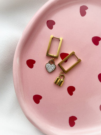 Charm Heart Hoops